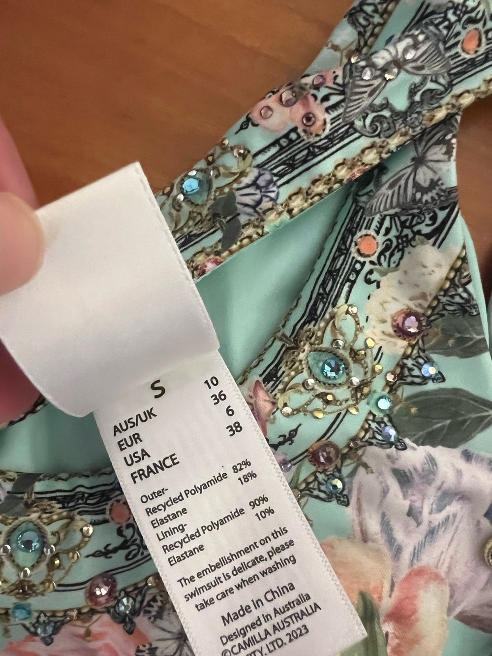 New Camilla Per Roman Side Tie Skimpy Bikini Pant Size Small Crystal - Picture 9 of 13
